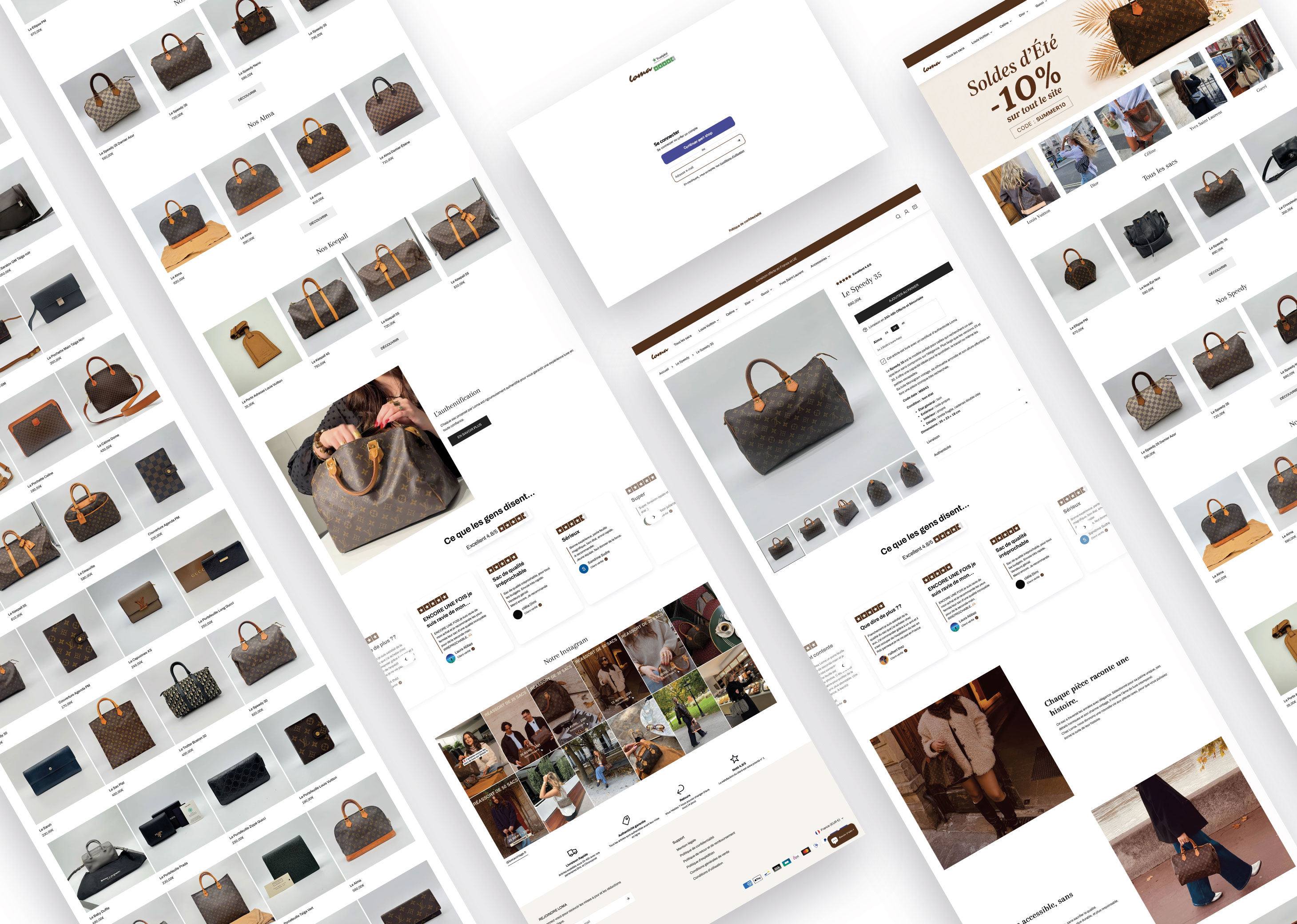 Pages de la boutique Loma en perspective